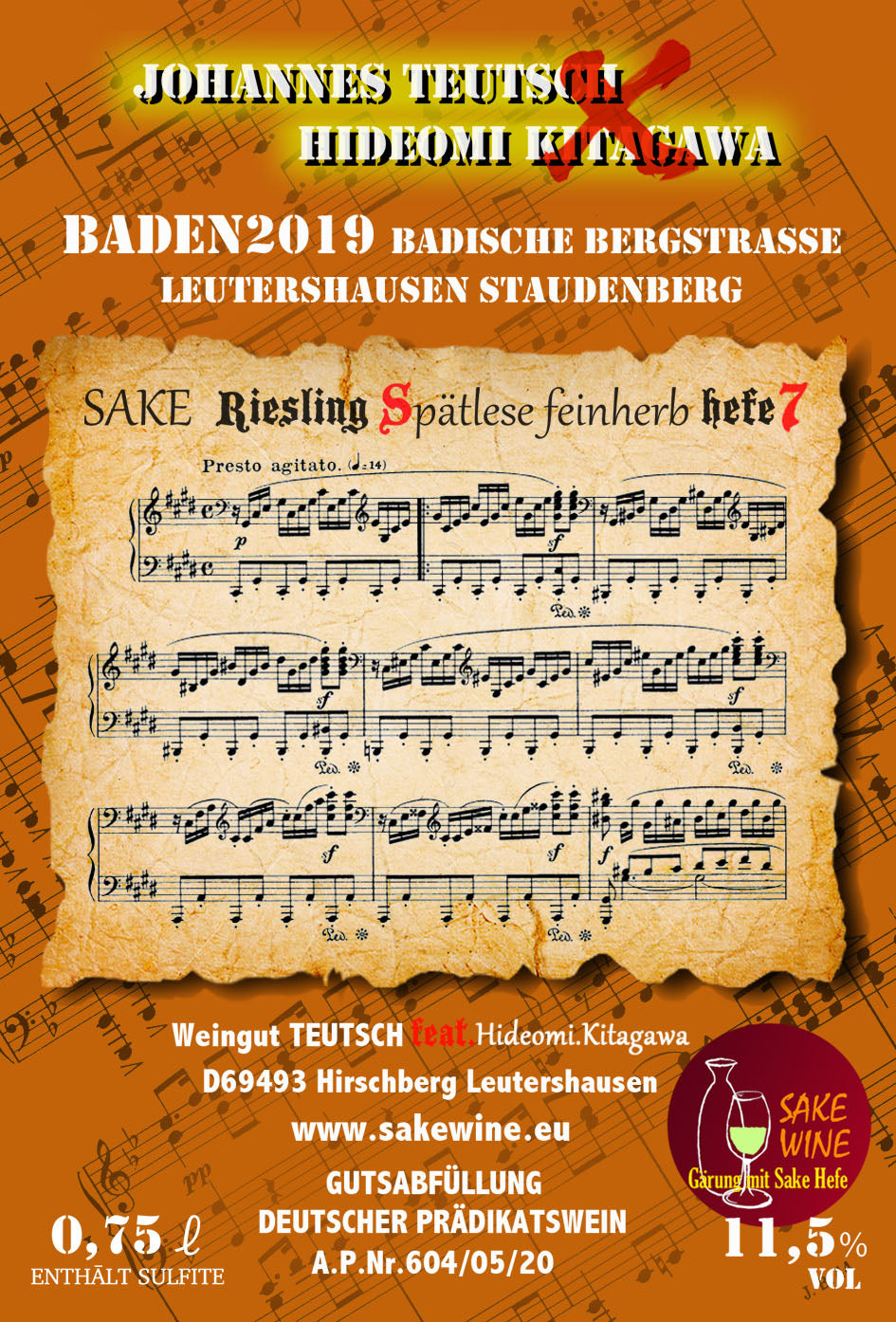 SAKEWINE Riesling Spätlese feinherb Hefe Nr-7 2019